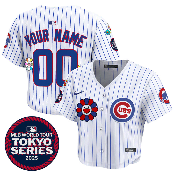 Chicago Cubs Tokyo Series 2025 Crop Top Baseball Custom Jersey - Stitched Pinstripe