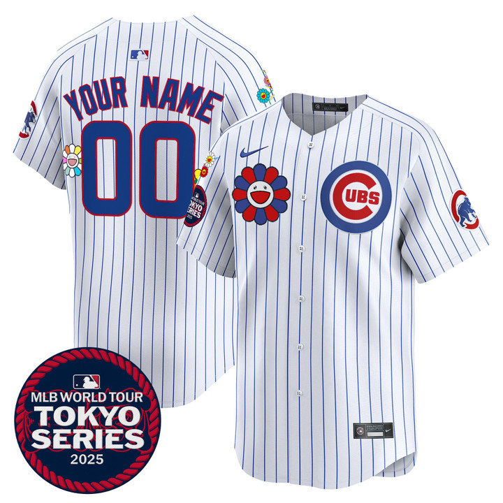 Chicago Cubs Tokyo Series 2025 Vapor Premier Limited Custom Jersey - Stitched Pinstripe