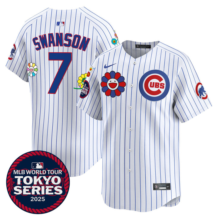 Chicago Cubs Tokyo Series 2025 Vapor Premier Limited Jersey - Stitched Pinstripe Dansby Swanson