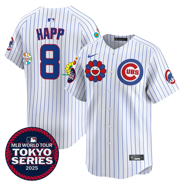 Chicago Cubs Tokyo Series 2025 Vapor Premier Limited Jersey - Stitched Pinstripe Ian Happ