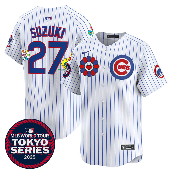Chicago Cubs Tokyo Series 2025 Vapor Premier Limited Jersey - Stitched Pinstripe Seiya Suzuki