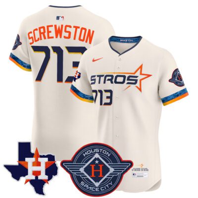 Houston Astros 2025 City Connect Texas Patch Vapor Premier Elite Jersey - Cream Screwston