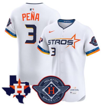 Houston Astros 2025 City Connect Texas Patch Vapor Premier Elite Jersey - White Jeremy Pena