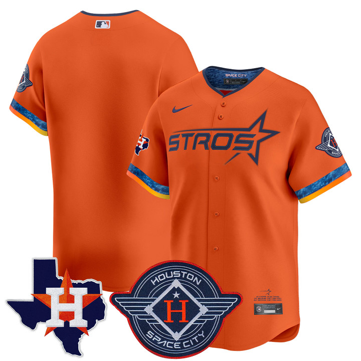 Houston Astros 2025 City Connect Texas Patch Vapor Premier Limited Jersey - Orange Team