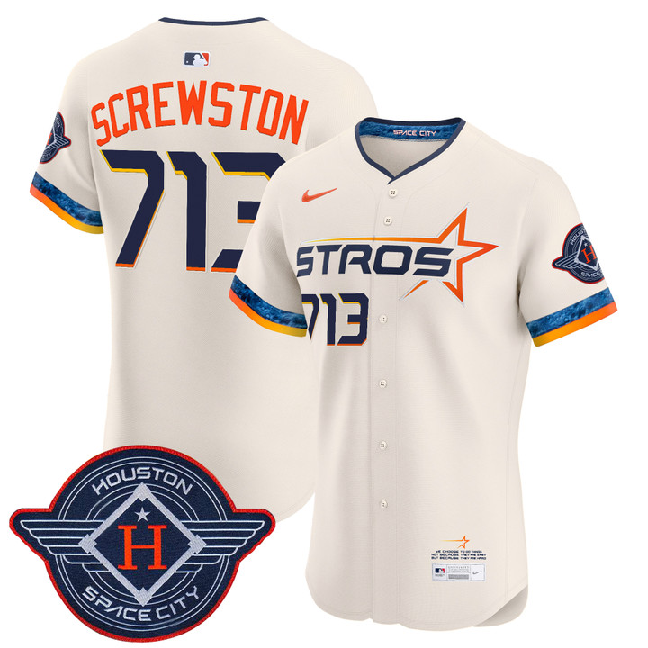 Houston Astros 2025 City Connect Vapor Premier Elite Jersey - Cream Screwston 713
