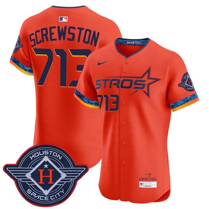 Houston Astros 2025 City Connect Vapor Premier Elite Jersey - Orange Screwston 713