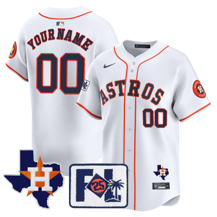 Houston Astros 2025 Spring Training & Texas Patch Vapor Premier Limited Custom Jersey - Home