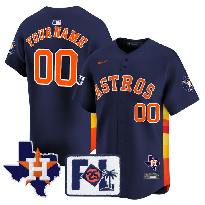 Houston Astros 2025 Spring Training & Texas Patch Vapor Premier Limited Custom Jersey - Navy
