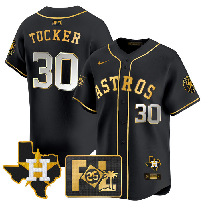 Houston Astros 2025 Spring Training & Texas Patch Vapor Premier Limited Jersey - Black Gold Kyle Tucker