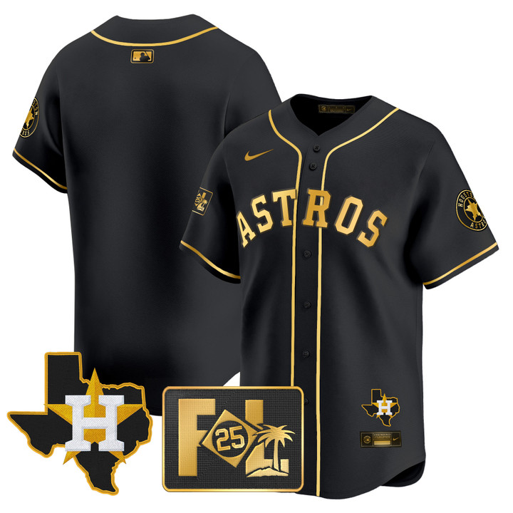 Houston Astros 2025 Spring Training & Texas Patch Vapor Premier Limited Jersey - Black Gold Team