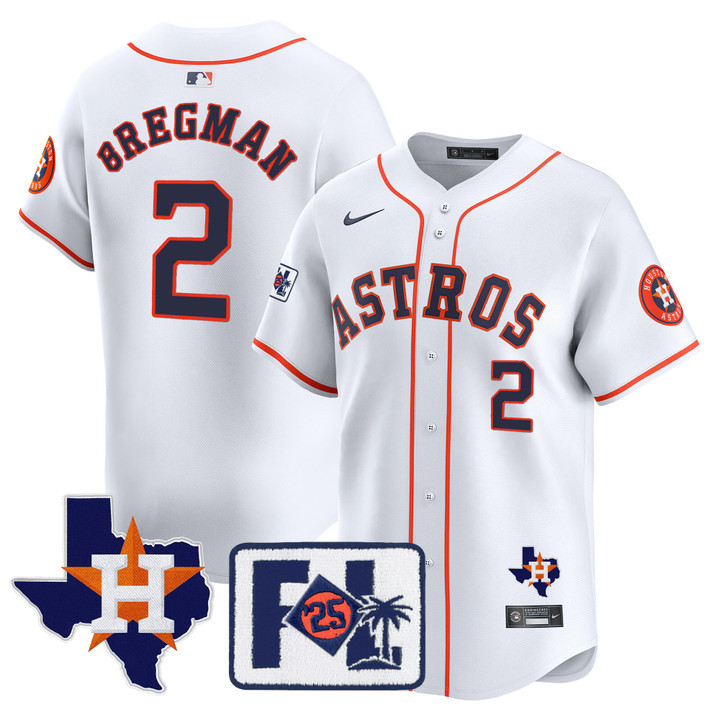 Houston Astros 2025 Spring Training & Texas Patch Vapor Premier Limited Jersey - Home Alex Bregman