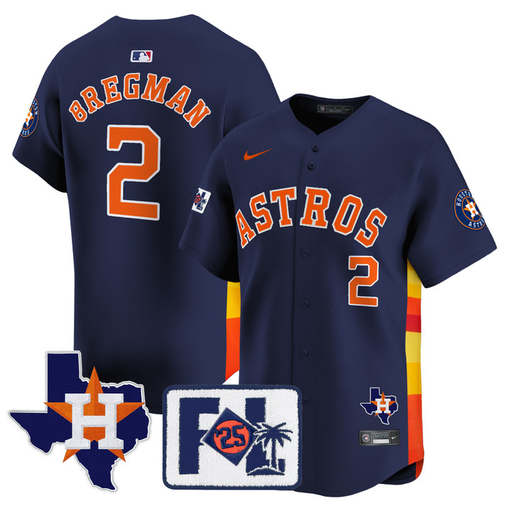 Houston Astros 2025 Spring Training & Texas Patch Vapor Premier Limited Jersey - Navy Alex Bregman