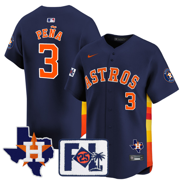 Houston Astros 2025 Spring Training & Texas Patch Vapor Premier Limited Jersey - Navy Jeremy Pena