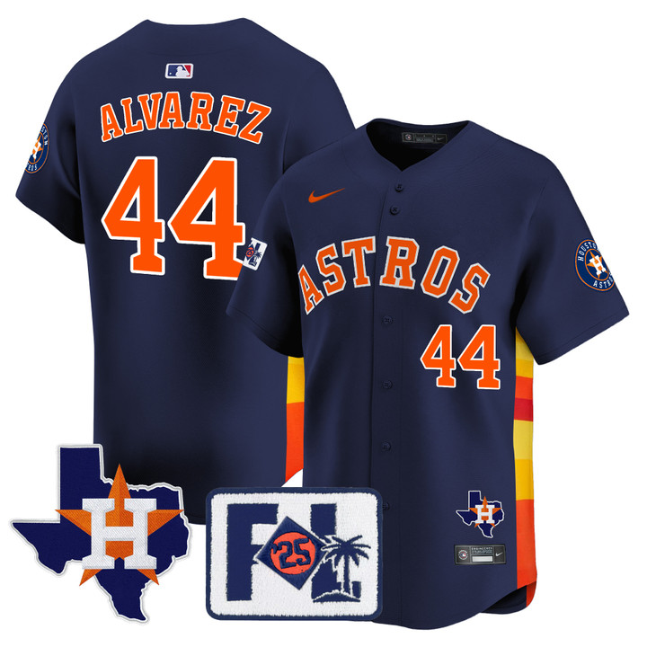 Houston Astros 2025 Spring Training & Texas Patch Vapor Premier Limited Jersey - Navy Yordan Alvarez