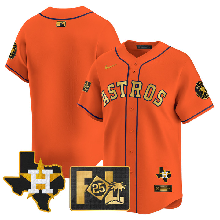 Houston Astros 2025 Spring Training & Texas Patch Vapor Premier Limited Jersey - Orange Gold Team
