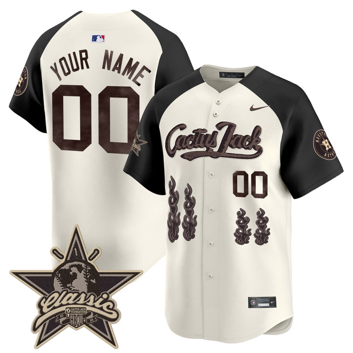 Houston Astros Cactus Jack 2025 Vapor Premier Limited Custom Jersey - Cream Alternate