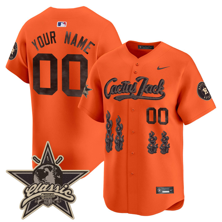 Houston Astros Cactus Jack 2025 Vapor Premier Limited Custom Jersey - Orange
