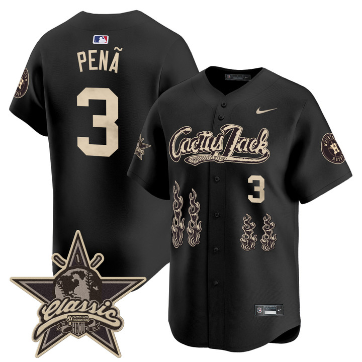 Houston Astros Cactus Jack 2025 Vapor Premier Limited Jersey - Black Jeremy Pena