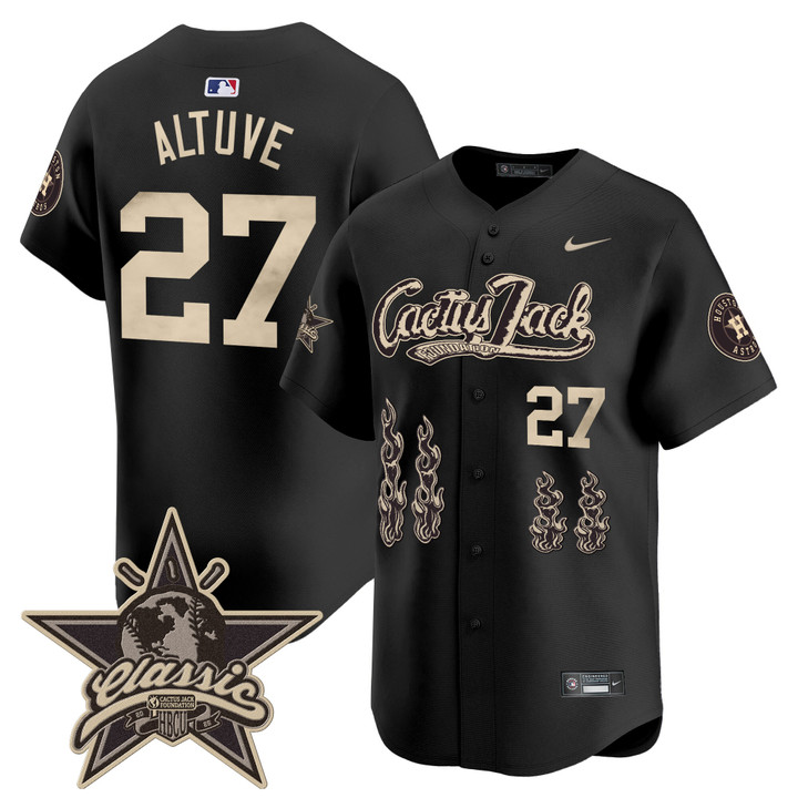 Houston Astros Cactus Jack 2025 Vapor Premier Limited Jersey - Black Jose Altuve