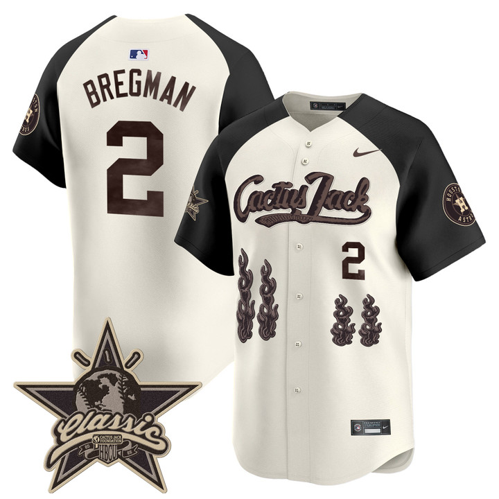 Houston Astros Cactus Jack 2025 Vapor Premier Limited Jersey - Cream Alternate Alex Bregman
