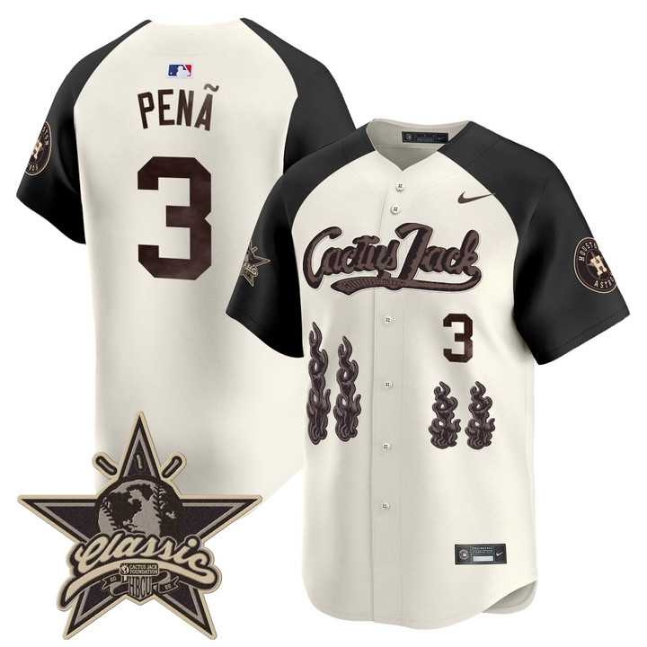 Houston Astros Cactus Jack 2025 Vapor Premier Limited Jersey - Cream Alternate Jeremy Pena