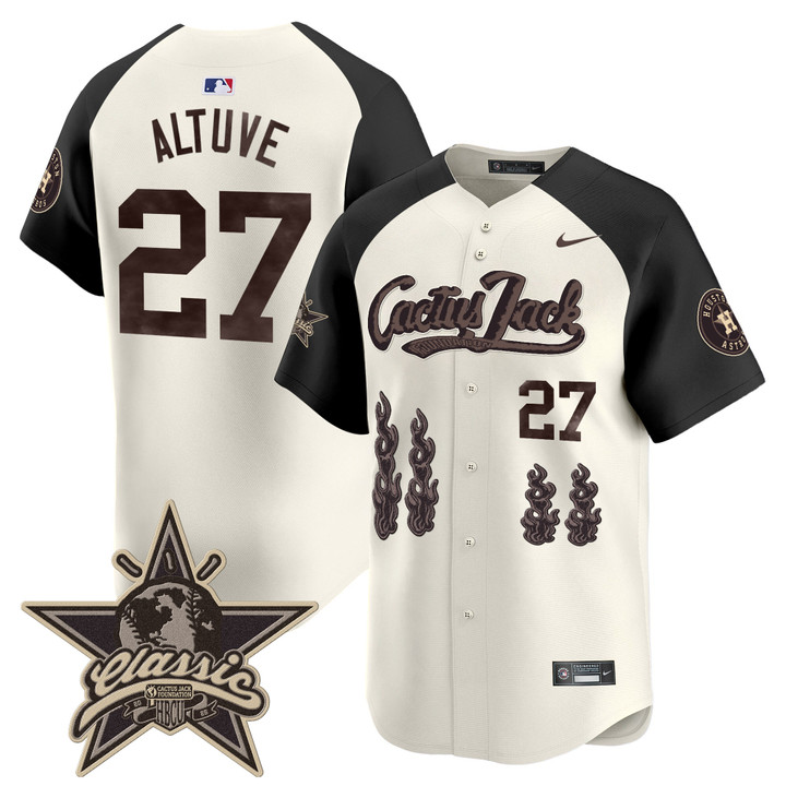 Houston Astros Cactus Jack 2025 Vapor Premier Limited Jersey - Cream Alternate Jose Altuve