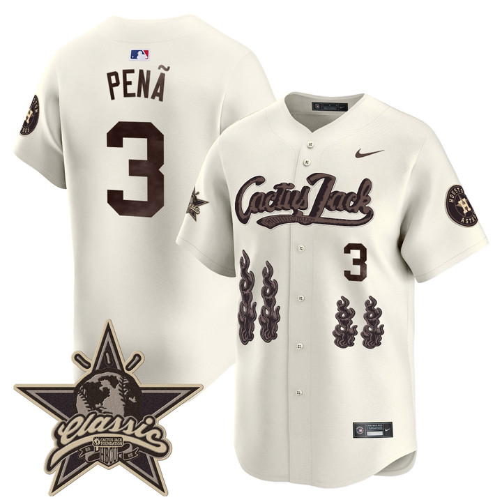 Houston Astros Cactus Jack 2025 Vapor Premier Limited Jersey - Cream Jeremy Pena