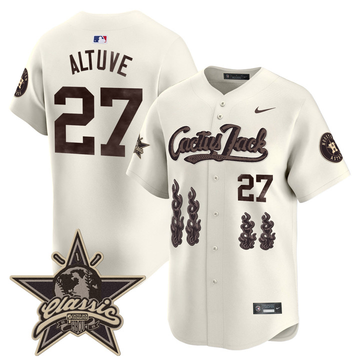 Houston Astros Cactus Jack 2025 Vapor Premier Limited Jersey - Cream Jose Altuve