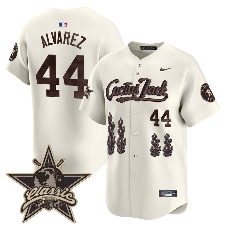 Houston Astros Cactus Jack 2025 Vapor Premier Limited Jersey - Cream Yordan Alvarez
