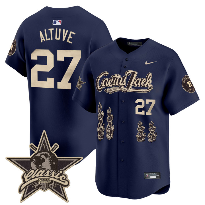 Houston Astros Cactus Jack 2025 Vapor Premier Limited Jersey - Navy Jose Altuve