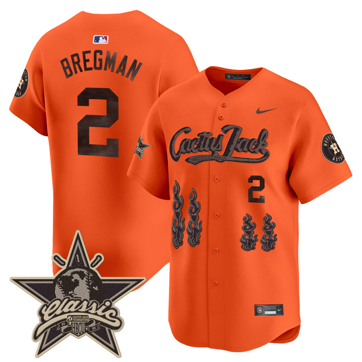 Houston Astros Cactus Jack 2025 Vapor Premier Limited Jersey - Orange Alex Bregman