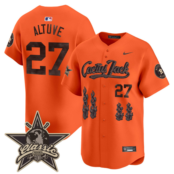 Houston Astros Cactus Jack 2025 Vapor Premier Limited Jersey - Orange Jose Altuve