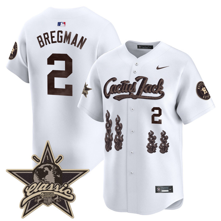 Houston Astros Cactus Jack 2025 Vapor Premier Limited Jersey - White Alex Bregman