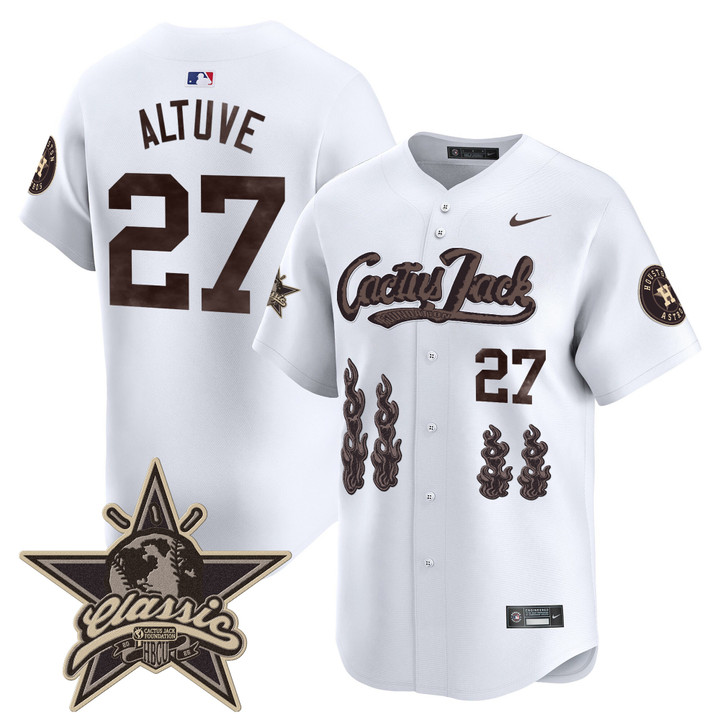 Houston Astros Cactus Jack 2025 Vapor Premier Limited Jersey - White Jose Altuve