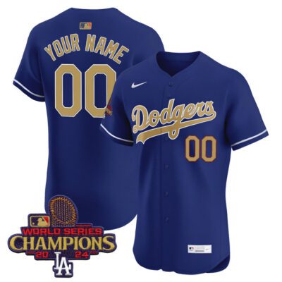 LA Dodgers 2025 Gold Vapor Premier Elite Custom Jersey - Royal