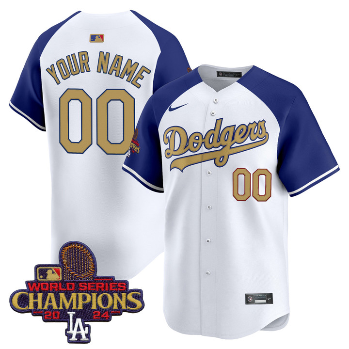 LA Dodgers 2025 Gold Vapor Premier Limited Custom Jersey - Alternate