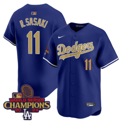 LA Dodgers 2025 Gold Vapor Premier Limited Jersey - Royal Roki Sasaki