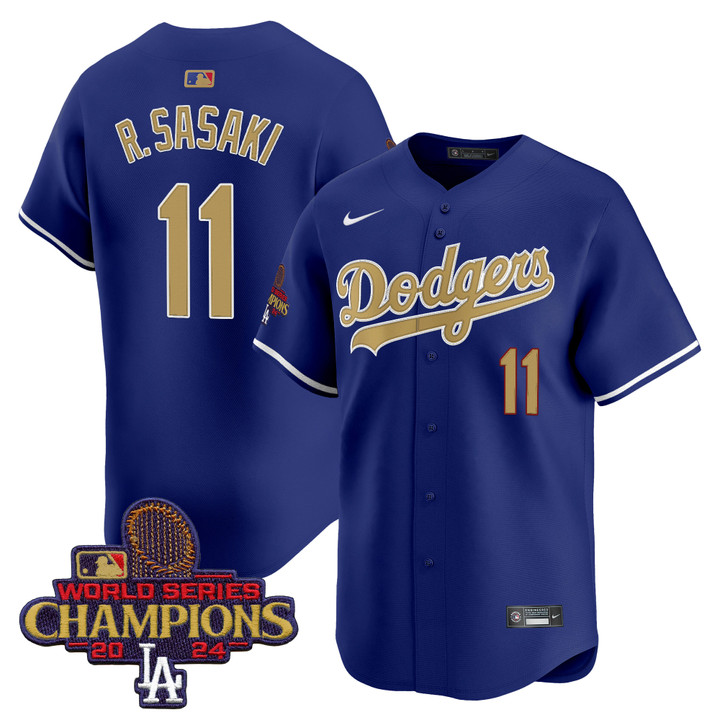 LA Dodgers 2025 Gold Vapor Premier Limited Jersey - Royal Roki Sasaki