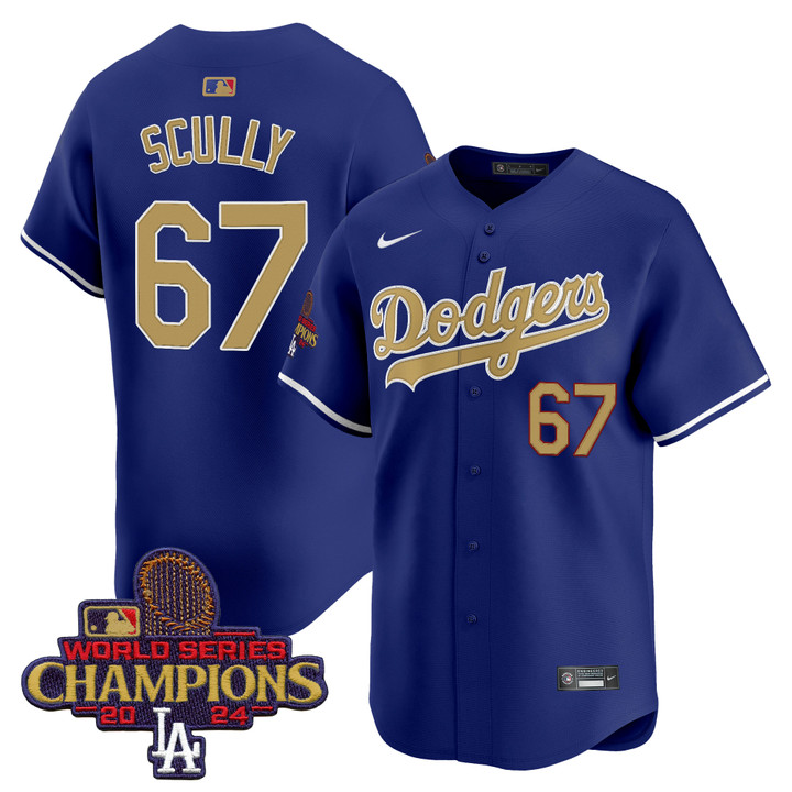 LA Dodgers 2025 Gold Vapor Premier Limited Jersey - Royal Vin Scully