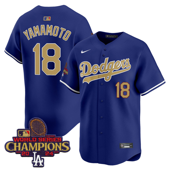 LA Dodgers 2025 Gold Vapor Premier Limited Jersey - Royal Yamamoto