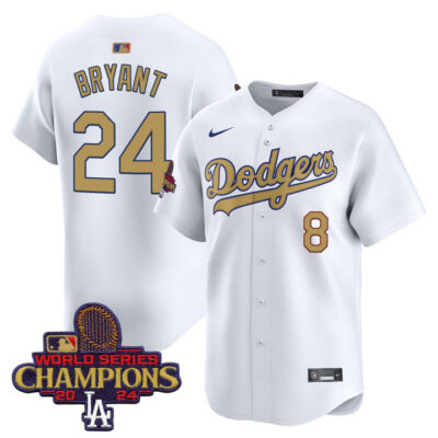 LA Dodgers 2025 Gold Vapor Premier Limited Jersey - White Kobe Bryant