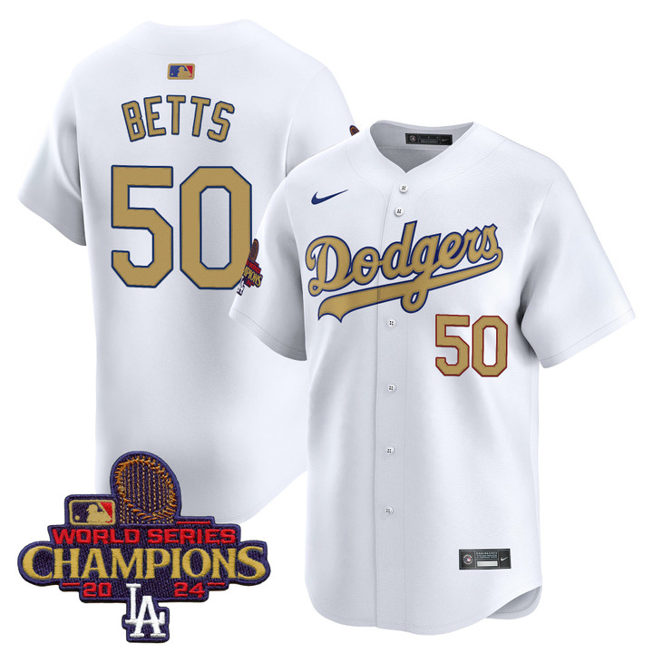 LA Dodgers 2025 Gold Vapor Premier Limited Jersey - White Mookie Betts