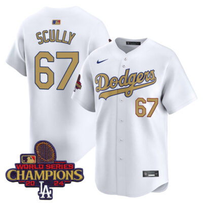 LA Dodgers 2025 Gold Vapor Premier Limited Jersey - White Vin Scully