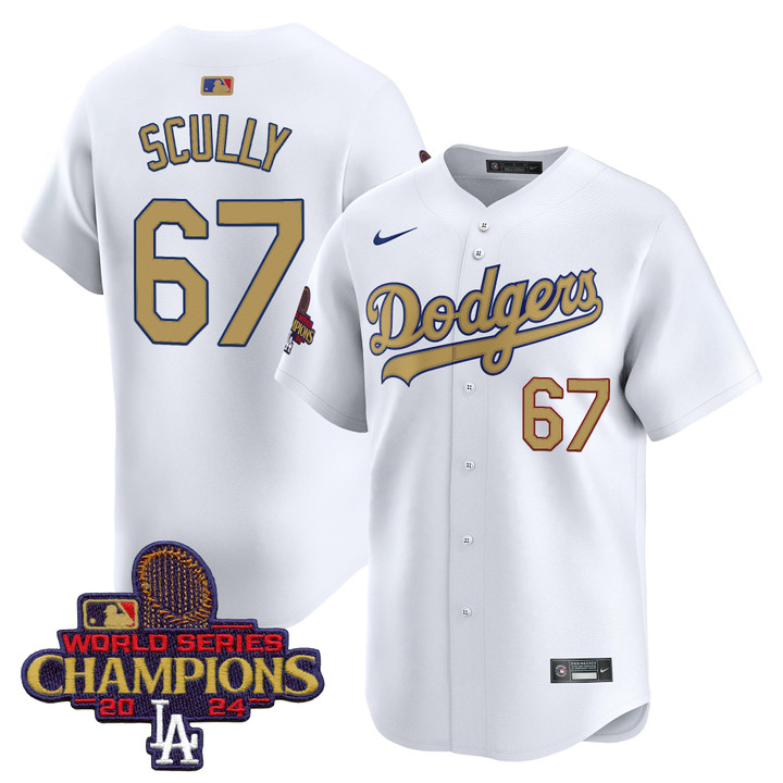 LA Dodgers 2025 Gold Vapor Premier Limited Jersey - White Vin Scully