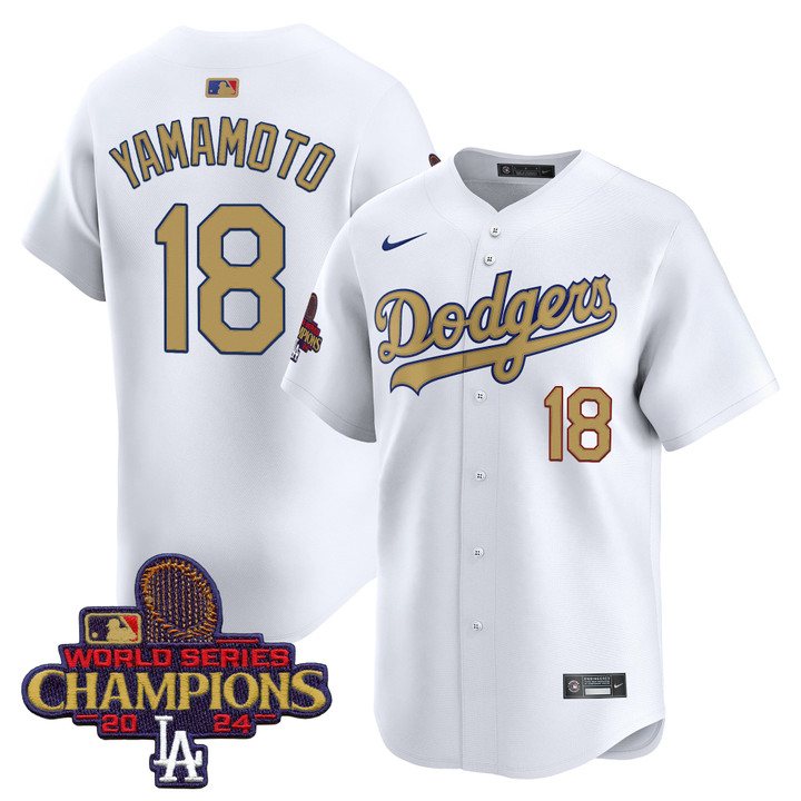 LA Dodgers 2025 Gold Vapor Premier Limited Jersey - White Yamamoto