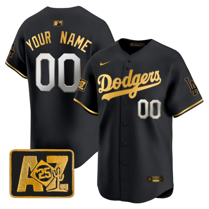 LA Dodgers 2025 Spring Training Patch Vapor Premier Limited Custom Jersey - Black Gold