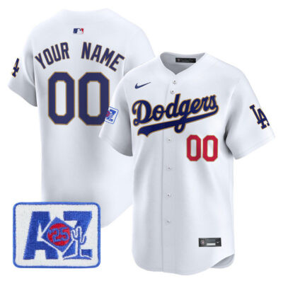 LA Dodgers 2025 Spring Training Patch Vapor Premier Limited Custom Jersey - White