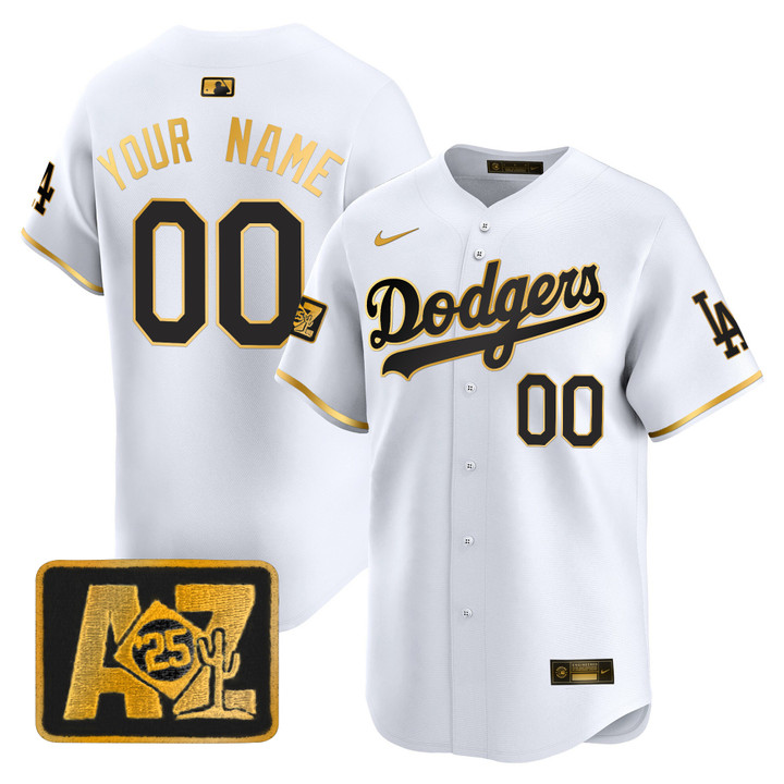 LA Dodgers 2025 Spring Training Patch Vapor Premier Limited Custom Jersey - White Gold