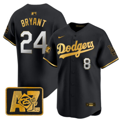 LA Dodgers 2025 Spring Training Patch Vapor Premier Limited Jersey - Black Gold Kobe Bryant