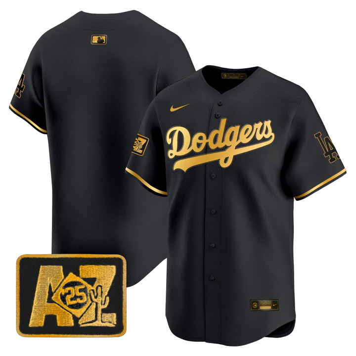 LA Dodgers 2025 Spring Training Patch Vapor Premier Limited Jersey - Black Gold Team
